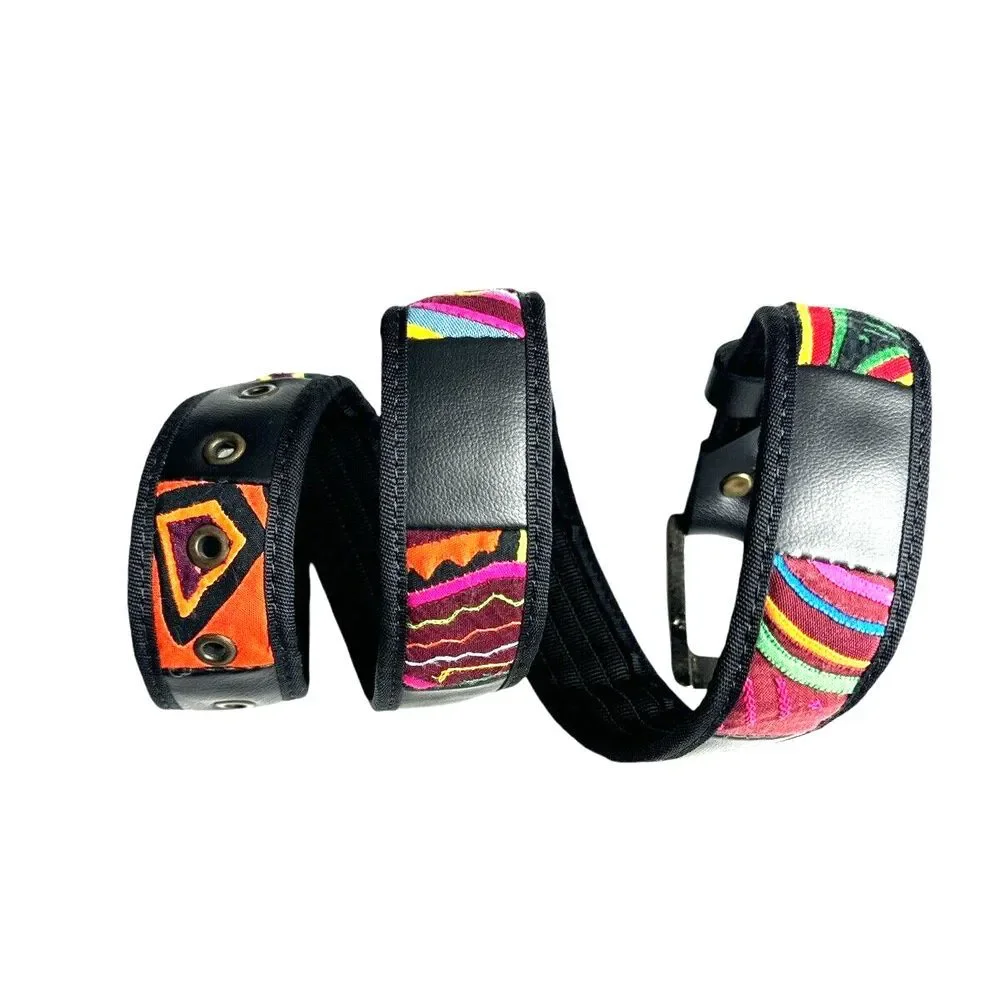Artisan Arte Kuna Men's Belt‎ - Genuine Leather & Square Mola Accents, Size 32